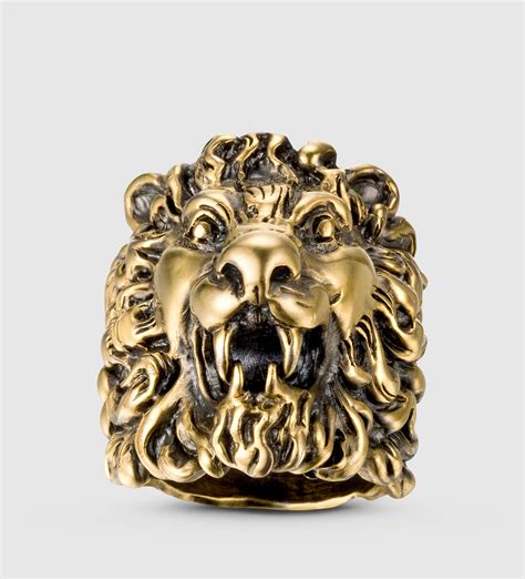 used gucci lion ring|Gucci lion mane ring.